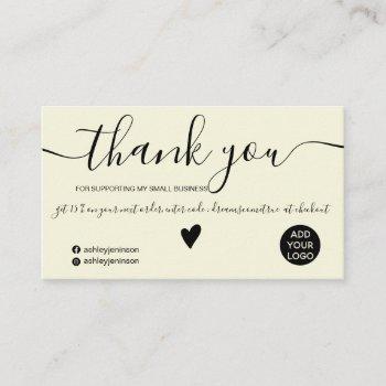 modern minimalist black and yellow order thank you business card