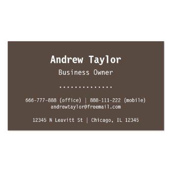 Small Modern Minimalist Brown Truck Towing Services Business Card Back View