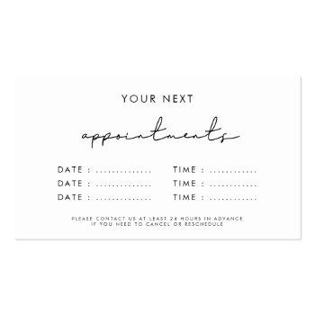 Small Modern Minimalist Business Multiple Dates Appointment Card Back View