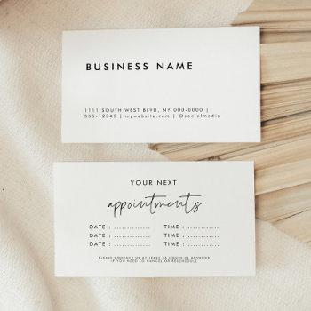 modern minimalist business multiple dates appointment card