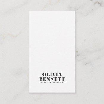 modern minimalist elegant white interior designer business card