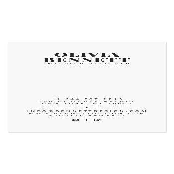 Small Modern Minimalist Elegant White Interior Designer Business Card Back View