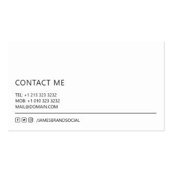 Small Modern Minimalist Photography Business Card Back View