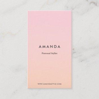Small Modern Minimalist Pink Orange Gradient Cool Ombre Business Card Front View