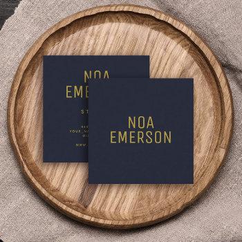 modern minimalist professional navy blue gold square business card
