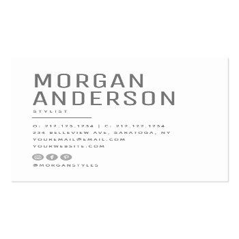 Small Modern Minimalist Simple Professional Photo Square Business Card Back View