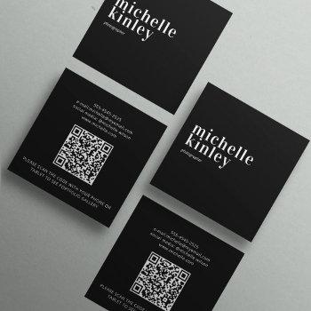 modern minimalist simple qr code personal  black square business card