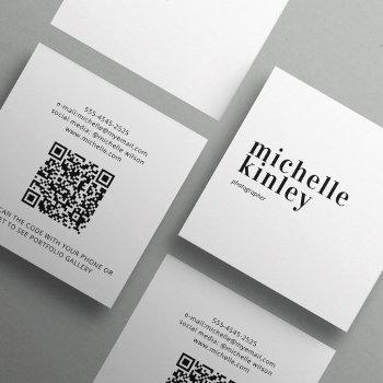 modern minimalist simple qr code personal  square business card
