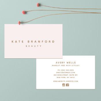 modern minimalistic pink beauty professional business card