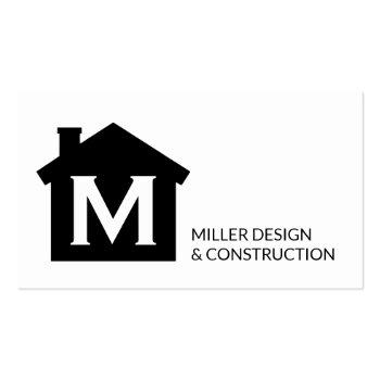 Small Modern Monogram Contractor Architect Real Estate Business Card Front View