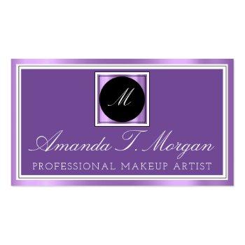 Small Modern Monogram Event Planner Framed Purple Vip Business Card Front View