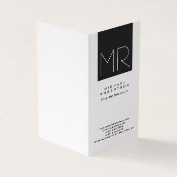 modern monogram professional black & white business card
