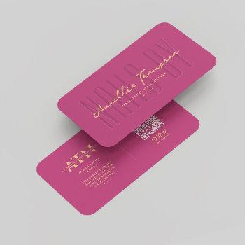 modern nail artist nail tech elegant pink gold business card