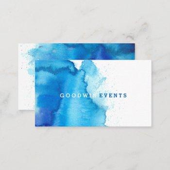 modern ocean beachy blue watercolor business cards