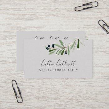 modern olive branch | gray business card
