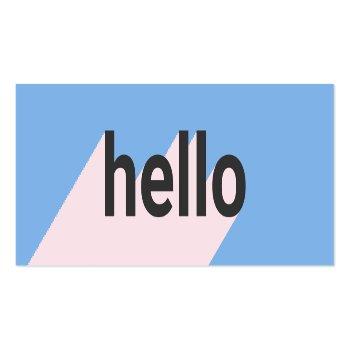 Small Modern Pastel Blue Pink Trendy Hello Typography Mini Business Card Front View