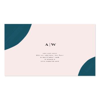 Small Modern Pastel Pink, Teal & White Brush Strokes Square Business Card Back View