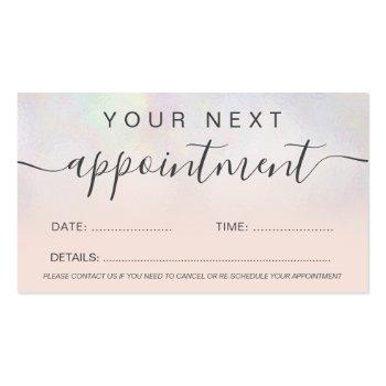 Small Modern Pearl Nacre Blush Ombre Professional Appointment Card Front View