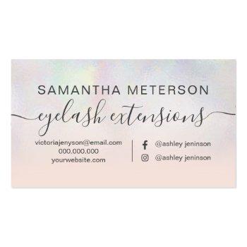 Small Modern Pearl Nacre Ombre Blush Eye Aftercare Business Card Back View