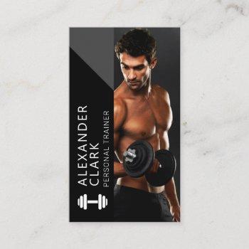 modern personal trainer fitness photo dumbbell business card