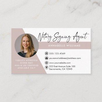 modern photo notary signing agent business card
