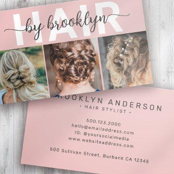 modern photo typography hair stylist business card