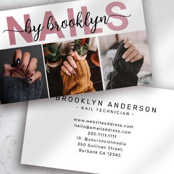 modern photo typography nail artist  business card