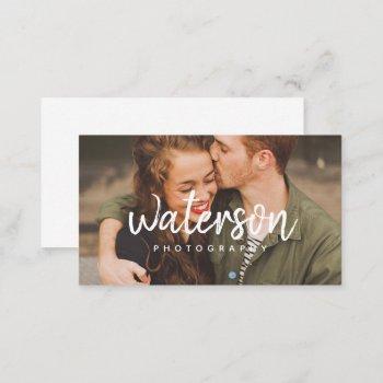 modern photography white script | business cards