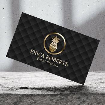 modern pineapple luxury black & gold event planner business card