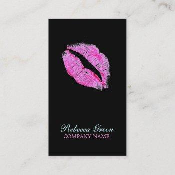 modern pink lips makeup artist cosmetologist business card