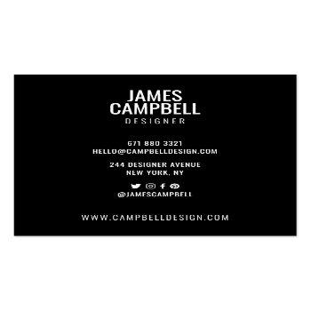 Small Modern Plain Black White Terrazzo Marble Pattern Square Business Card Back View