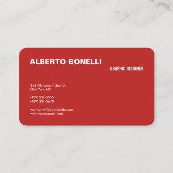 modern plain minimalist red white professional business card