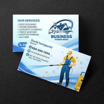 modern pressure washing power wash house cleaning business card