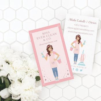 modern pretty woman cleaning & maid services business card