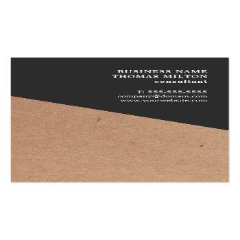 Small Modern Printed Kraft Paper Black Geometric Business Card Back View