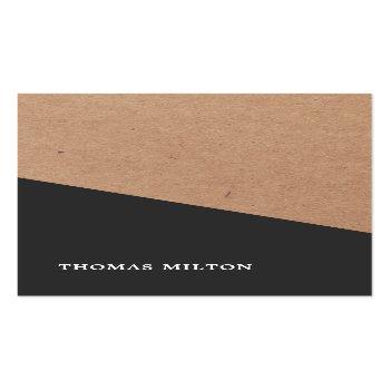 Small Modern Printed Kraft Paper Black Geometric Business Card Front View