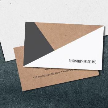 modern printed kraft paper grey white geometric business card