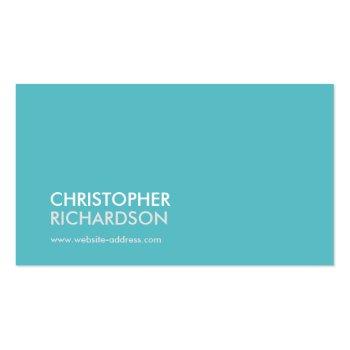 Small Modern Professional Aqua Blue Business Card Front View