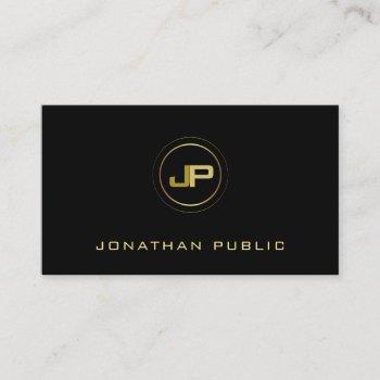 modern professional monogram elegant black gold business card