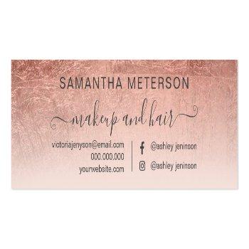 Small Modern Rose Gold Ombre Foil Blush Appointment Mini Business Card Back View