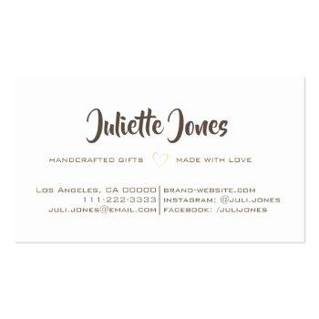 Small Modern Rustic Made With Love Heart Kraft Paper Business Card Back View