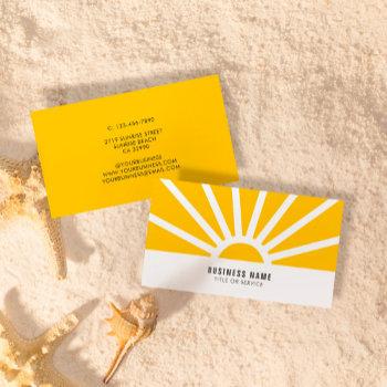 modern shining sun sunrise sunrays yellow business card