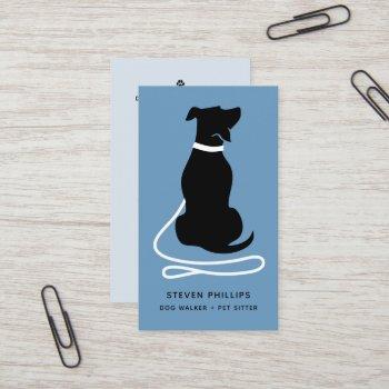 modern silhouette dog walking dog sitting business card