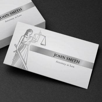 modern silver lady justice professional attorney business card