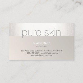 modern silver taupe esthetician spa business card
