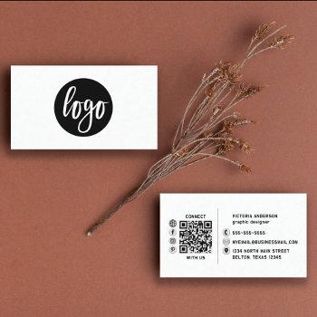 modern simple black and white logo qr code business card