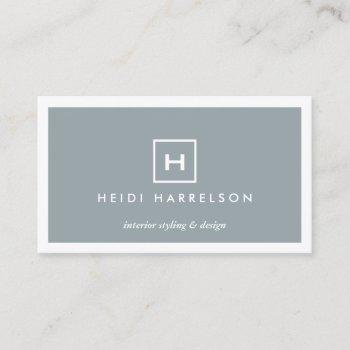 modern & simple box logo in slate blue business card
