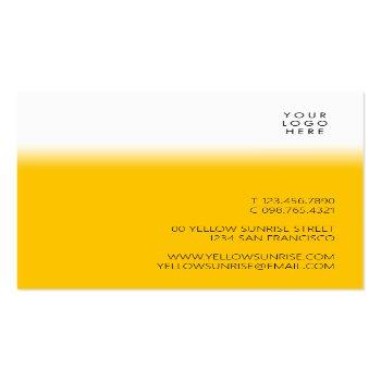 Small Modern Simple Unique Your Logo Bright Yellow White Square Business Card Back View