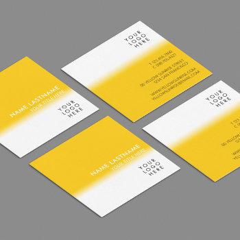 modern simple unique your logo bright yellow white square business card