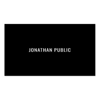 Small Modern Sleek Black White Trendy Chic Template Business Card Front View